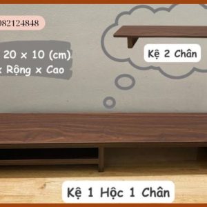 Kệ máy tính decor bằng gỗ