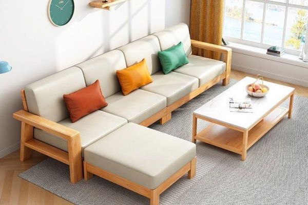 Bàn ghế Sofa gỗ phòng khách nhỏ 